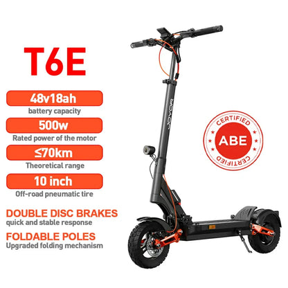 Joyor T6E Electric Scooter – 500W Motor, 70km Range, ABE Certified, Dual Suspension，Full Suspension (ABE Certified /