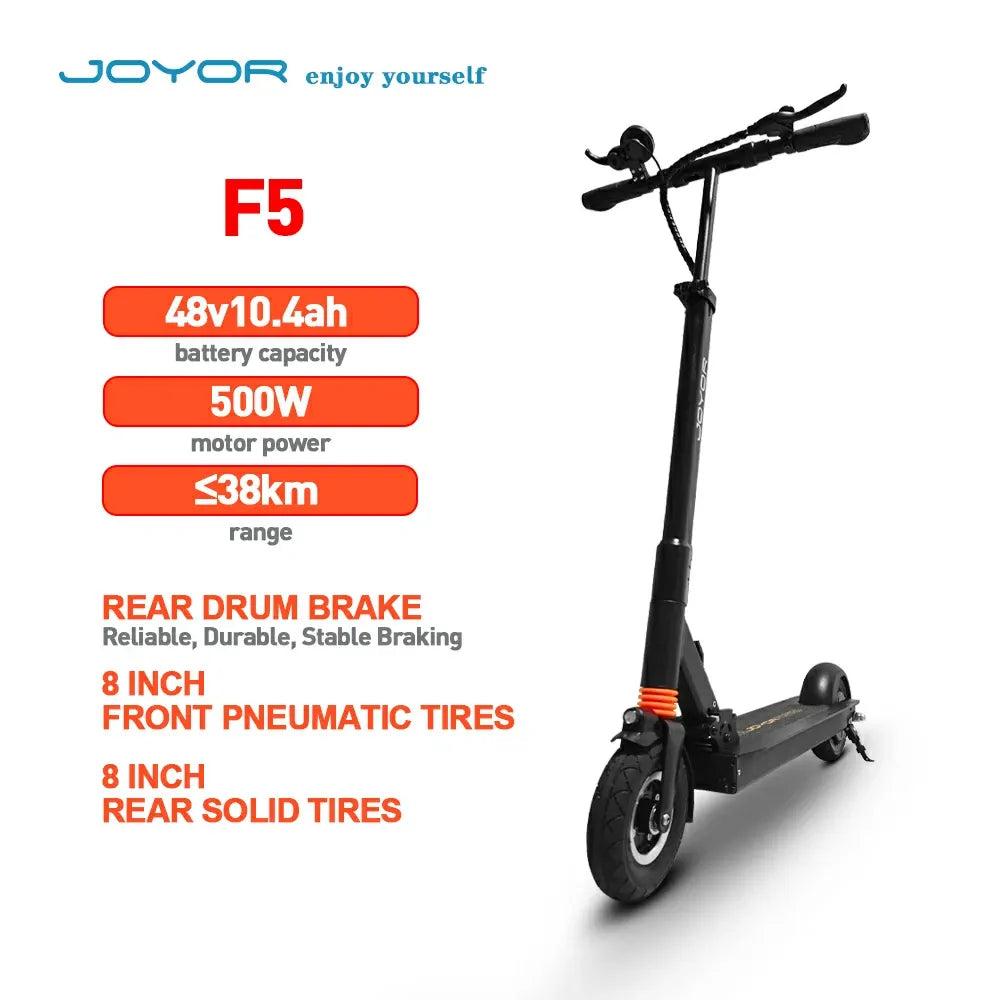 Joyor F5 Electric Scooter , 500W Motor, 48V10.4Ah Battery,25km/h Max Speed, 38km Range, 8 Inch front pneumatic tire and rear