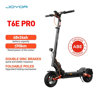 Joyor T6E Pro Electric Scooter – 500W Motor, 90km Range, ABE Certified, Dual Suspension, Foldable Design (ABE Certified /