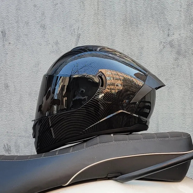 Full Face Motorcycle Helmet Double Visor - Winter Warm Motorbike Crash Gear for Street Bike Racing & Touring (Unisex)