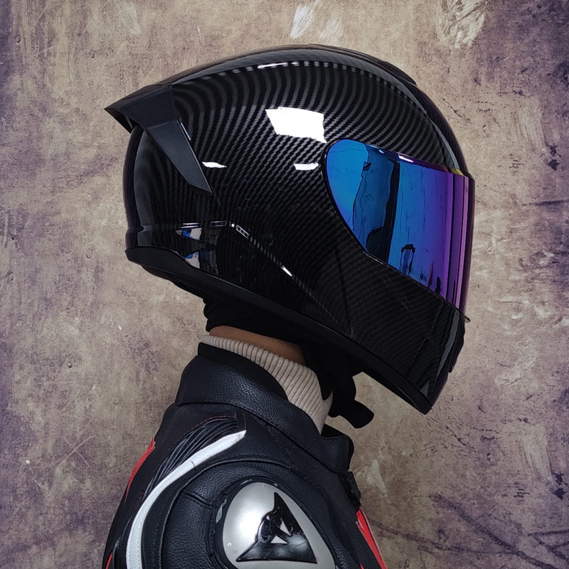 Full Face Motorcycle Helmet Double Visor - Winter Warm Motorbike Crash Gear for Street Bike Racing & Touring (Unisex)