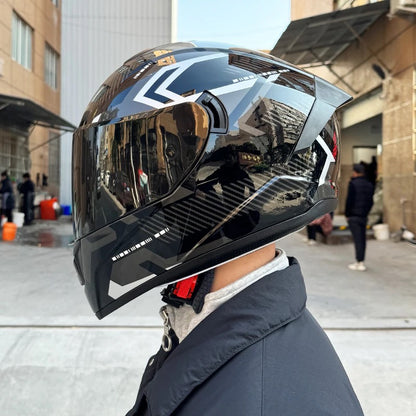 Full Face Motorcycle Helmet Double Visor - Winter Warm Motorbike Crash Gear for Street Bike Racing & Touring (Unisex)
