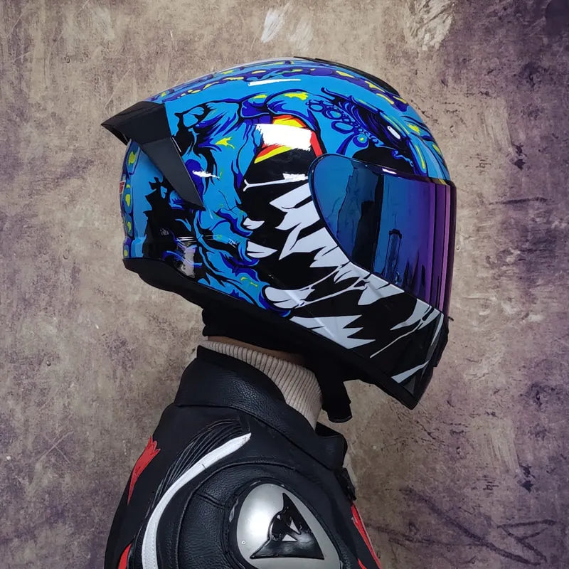 Full Face Motorcycle Helmet Double Visor - Winter Warm Motorbike Crash Gear for Street Bike Racing & Touring (Unisex)